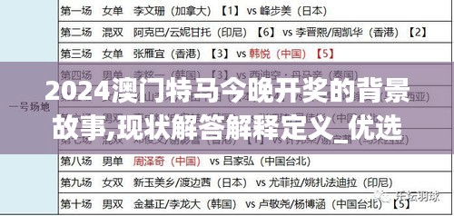 2024澳門特馬今晚開獎的背景故事,現狀解答解釋定義_優(yōu)選版4.283