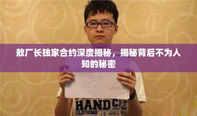 敖廠長獨(dú)家合約深度揭秘，揭秘背后不為人知的秘密