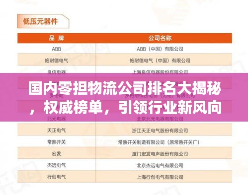 國(guó)內(nèi)零擔(dān)物流公司排名大揭秘，權(quán)威榜單，引領(lǐng)行業(yè)新風(fēng)向！