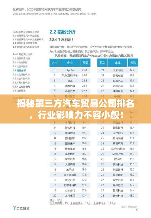 揭秘第三方汽車(chē)貿(mào)易公司排名，行業(yè)影響力不容小覷！