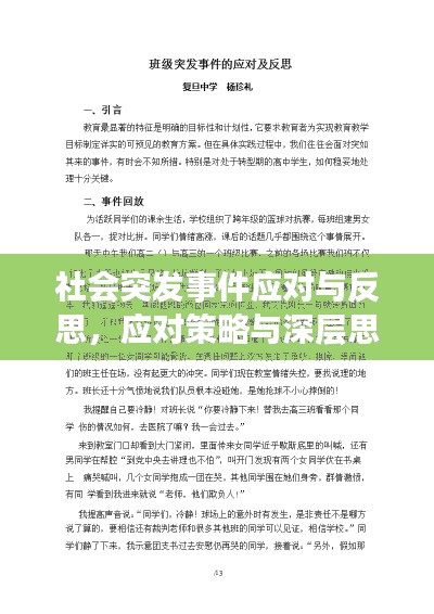 社會突發(fā)事件應(yīng)對與反思，應(yīng)對策略與深層思考